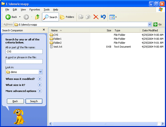 Screenshot: howto windows find