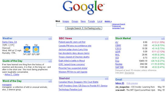 Archived image: personalized google